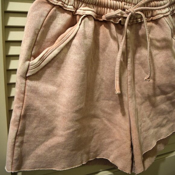 Zenana Sweat Shorts Tan Fleece Lounge Drawstring High Waist Pockets – Size L - Picture 4 of 7